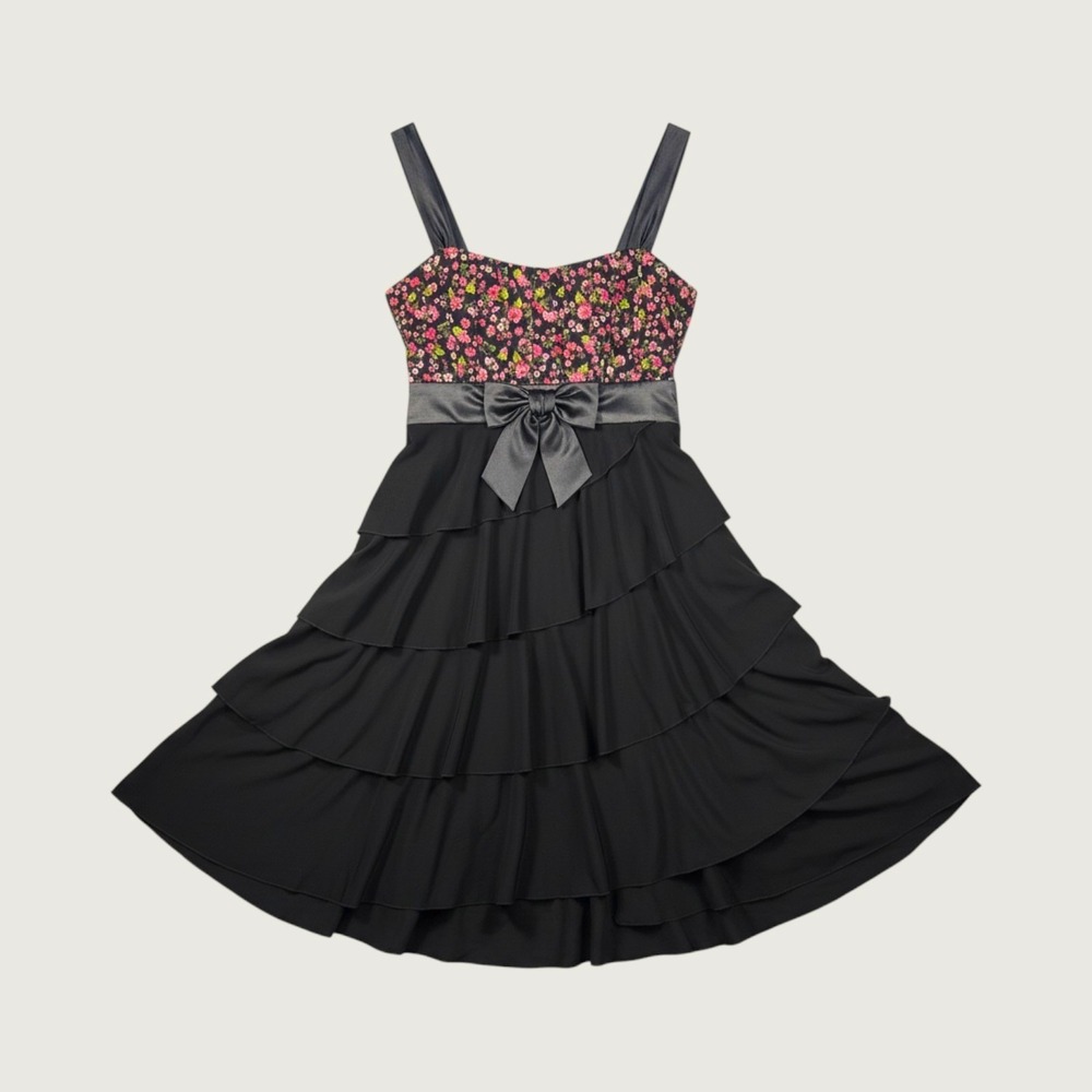 Black Floral Womens 3XL Vintage Dress Ruffles Whimsy Coquette Grunge Y2K